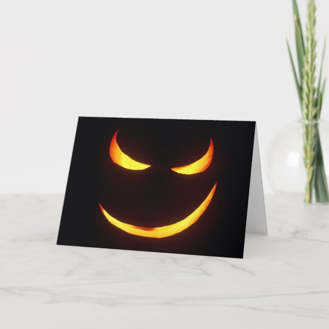 Cartão Wicked Grin Halloween Pumpkin Greeting Card (Frente)