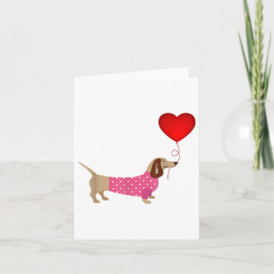 Cartão Wiener Daschund Doxie de São Valentim em Vestido d