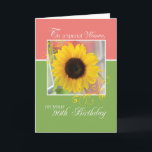 Cartão Wife, 90th Birthday, Just a Note Sunflower<br><div class="desc">Your dear wife deserves a special birthday. Send her this lovely card with a beautiful sunflower on a green and pink card. This is a perfect way to send her your loving wishes on her 90th birthday.</div>