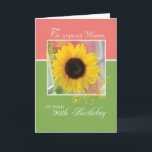 Cartão Wife, 90th Birthday, Just a Note Sunflower<br><div class="desc">Your dear wife deserves a special birthday. Send her this lovely card with a beautiful sunflower on a green and pink card. This is a perfect way to send her your loving wishes on her 90th birthday.</div>