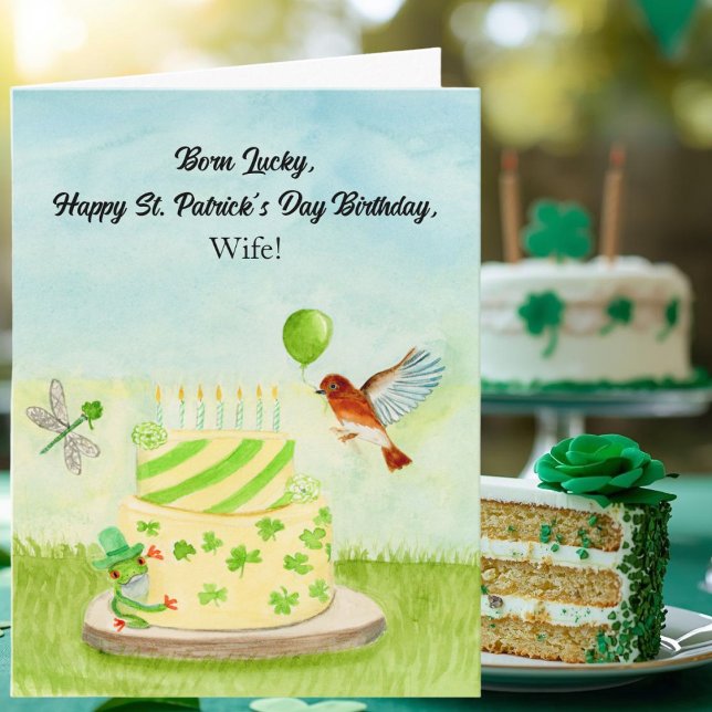Cartão Wife Happy St Patricks Day Birthday (Criador carregado)