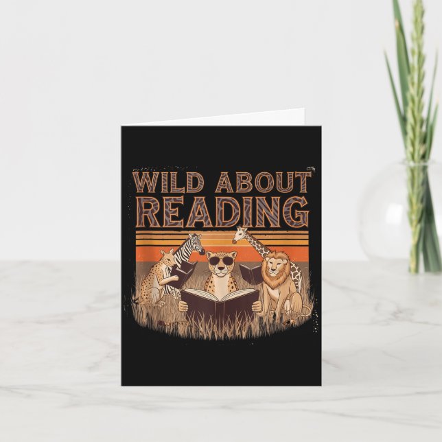 Cartão Wild about reading books reader lover librarian (Frente)