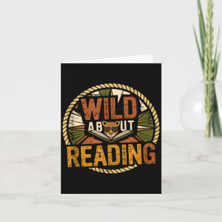 Cartão Wild about reading books reader lover librarian