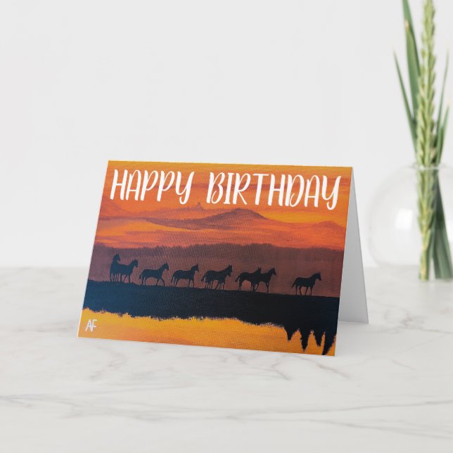 Cartão Wild Horses of Montana Painting by Alfred Fox (Frente)