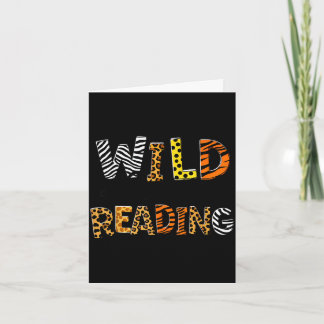 Cartão Wild reading kids reading books and bookworm