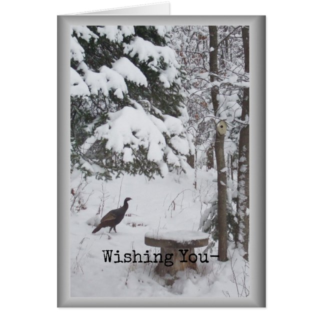 Cartão Wild Turkey Walking on Snow Framed Card (Frente)