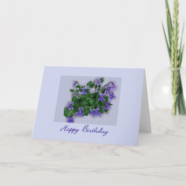 Cartão Wild Violets Happy Birthday (Frente)