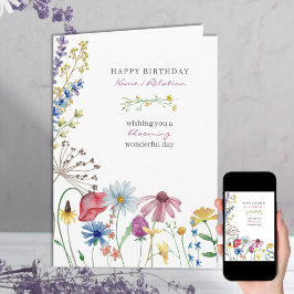 Cartão Wildflower Blooming Maravilhoso Feliz Aniversário
