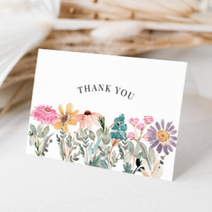 Cartão Wildflower Watercolor Obrigado Notecard