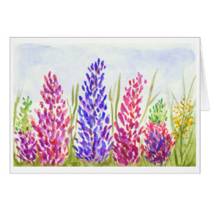 Cartão Wildflowers bonito do Lupine da arte floral da