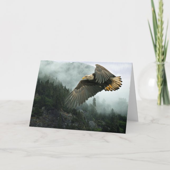 Cartão WILDLIFE Bald Eagle & Misty Forest Greeting Cards (Frente)