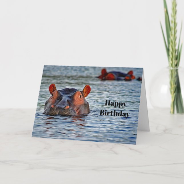 Cartão Wildlife Hippo Water Photo Birthday (Frente)