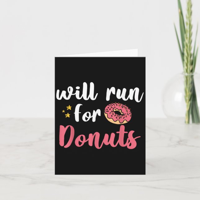 Cartão Will Run For Donuts - Motivation Fitness Life  (Frente)