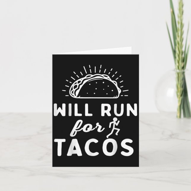 Cartão Will Run For Tacos - Motivation Fitness Life  (Frente)