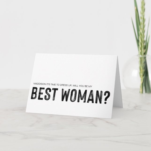 Cartão Will You Be My Best Woman Bridal Party Request (Frente)