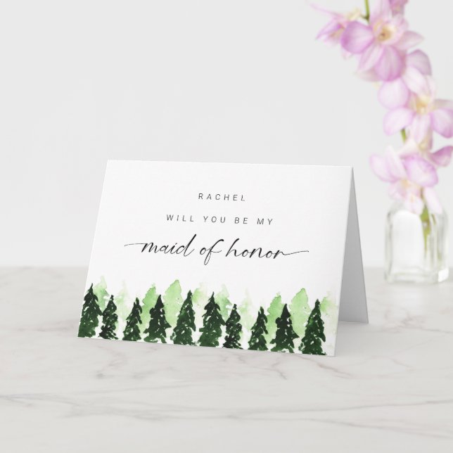 Cartão Will you be my Maid of Honor Winter Pine Tree (Orquídea)