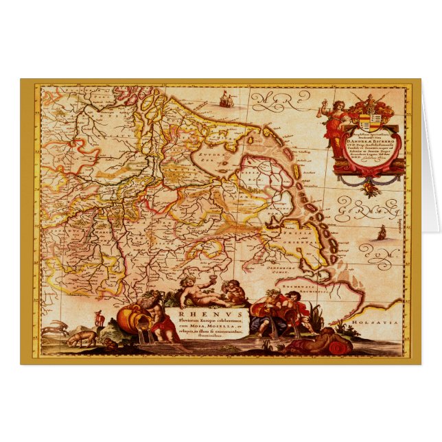 Cartão Willem Janszoon Blaeu Antiga Coleção de Mapa Alemã (Frente Horizontal)