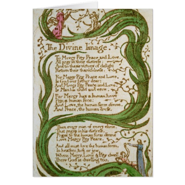 Cartão William Blake | A Imagem Divina, das Canções de In (Frente)