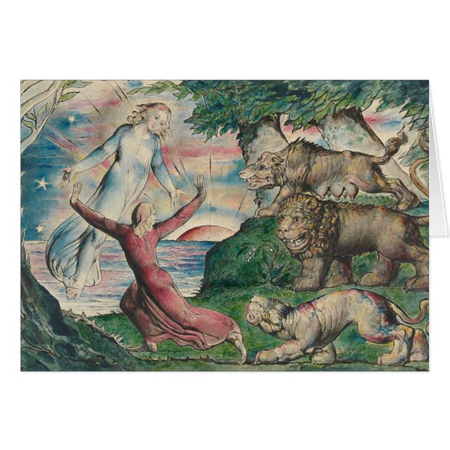 Cartão William Blake -Dante Running das três bestas (Frente Horizontal)