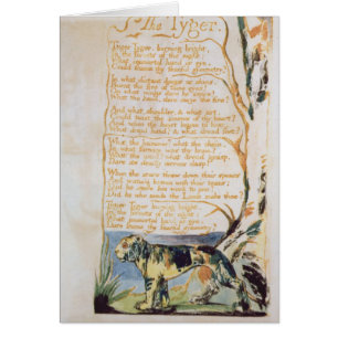 Cartão William Blake o Tyger, das canções da inocênc