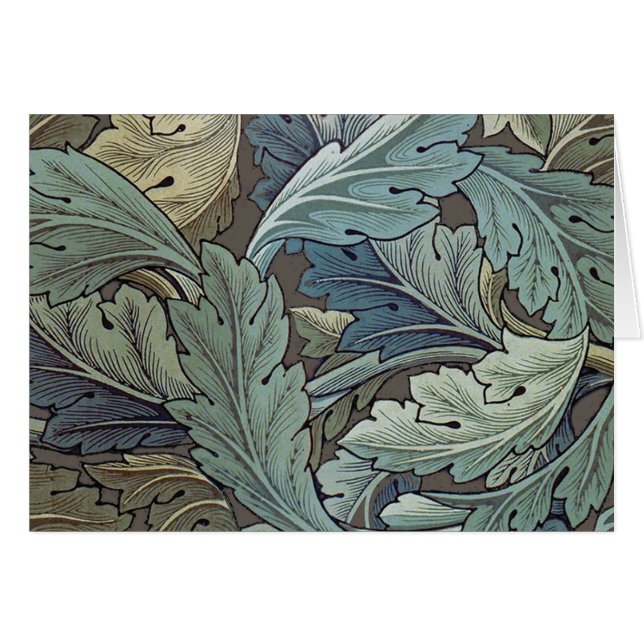 Cartão William Morris Acanthus Sage Flower Floral Botânic (Frente Horizontal)