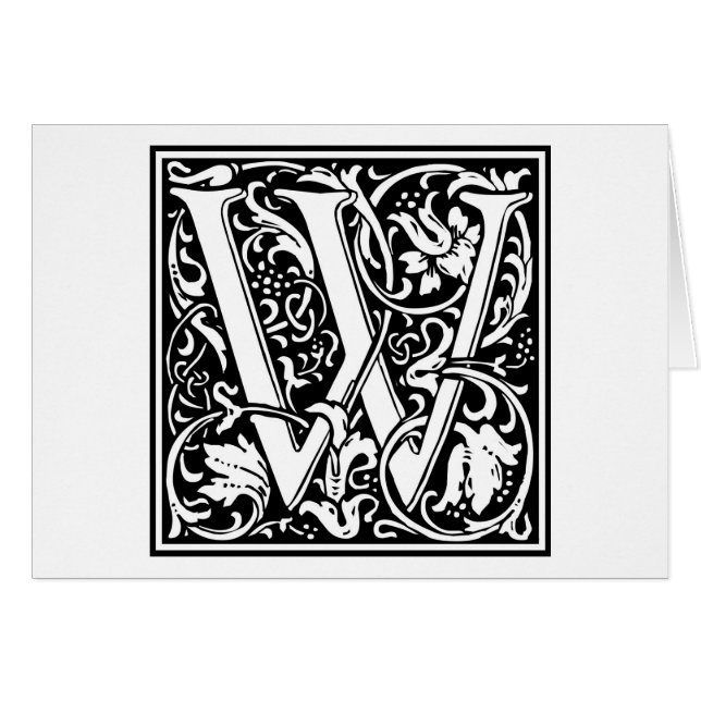 Cartão William Morris Alphabet "W" (Frente Horizontal)