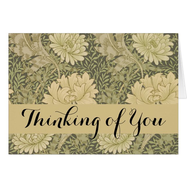 Cartão William Morris Chrysanthemum Sage Flower (Frente Horizontal)