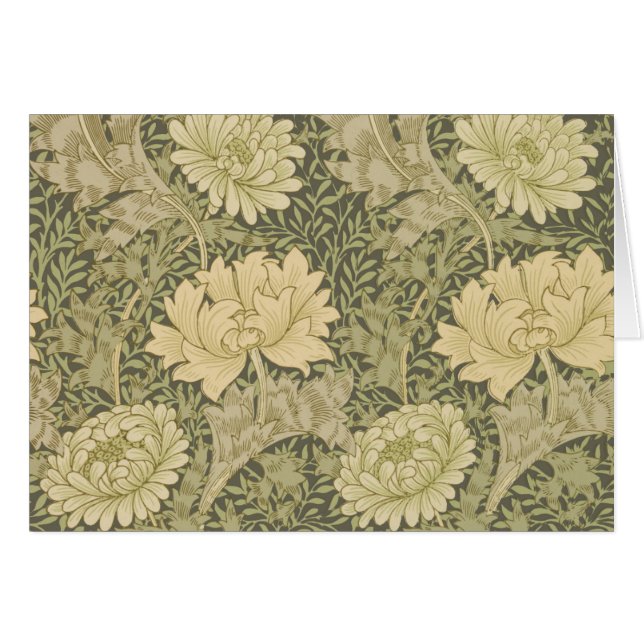 Cartão William Morris Chrysanthemum Sage Flower (Frente Horizontal)