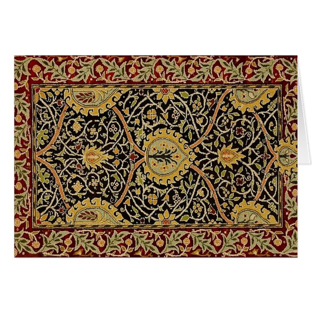 Cartão William Morris Classic Carpet Art Impressão Design (Frente Horizontal)