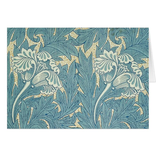 Cartão William Morris Classic Tulip Blue Floral (Frente Horizontal)