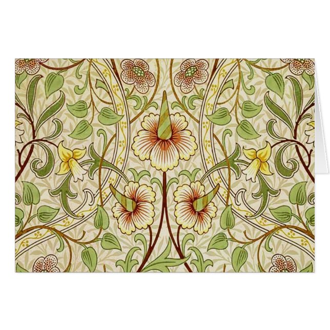 Cartão William Morris Daffodil Classic Flower Wallpaper (Frente Horizontal)