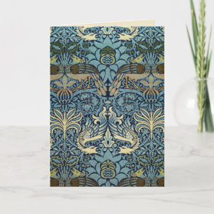 Cartão William Morris Desenho Tecido de Pavão e Dragão