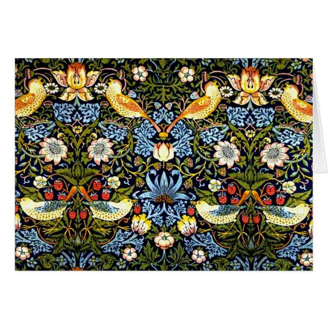 Cartão William Morris: Design da colheita de Strawberry T (Frente Horizontal)