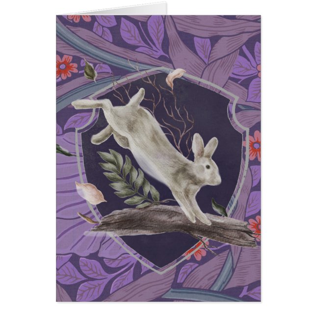 Cartão William Morris Forest Rabbit Floral Art Nouveau (Frente)