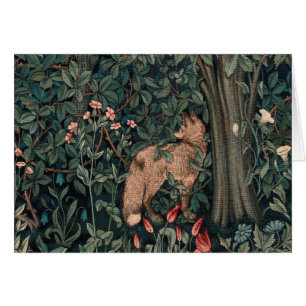 Cartão William Morris Greenery Fox Willife