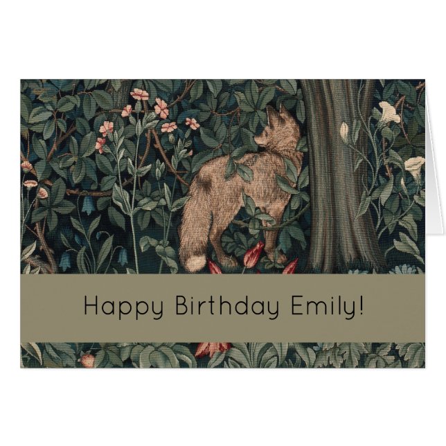 Cartão William Morris Greenery Fox Willife (Frente Horizontal)