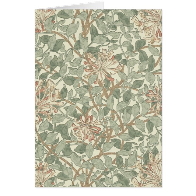 Cartão William Morris Honeysuckle Green Floral (Frente)