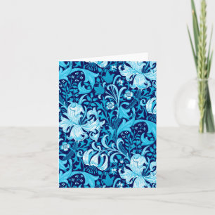 Cartão William Morris Iris e Lily, Indigo Blue & White