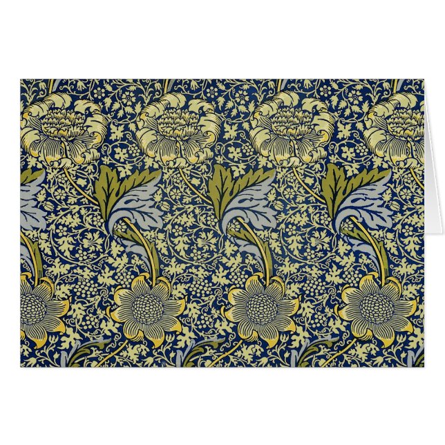 Cartão William Morris Kennet Floral Wallpaper Azul (Frente Horizontal)