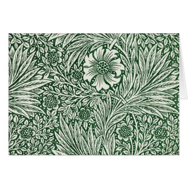 Cartão william morris marigold flor verde floral (Frente Horizontal)