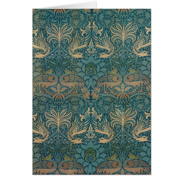 Cartão William Morris Peacock e Dragon Textile Design (Frente)