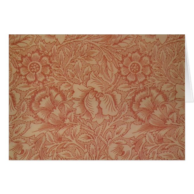 Cartão William Morris Pink Poppy Floral Flor (Frente Horizontal)