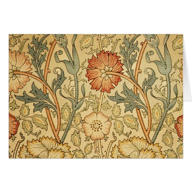 Cartão William Morris Pink Rose Flower Wallpaper Padrão (Frente Horizontal)