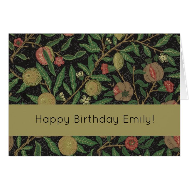 Cartão William Morris Pomegranate Fruta clássica (Frente Horizontal)