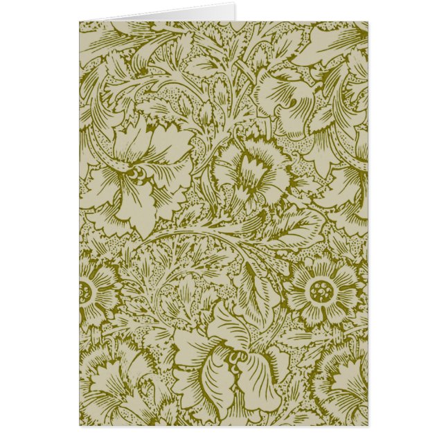 Cartão William Morris Poppy Classic Floral Green (Frente)