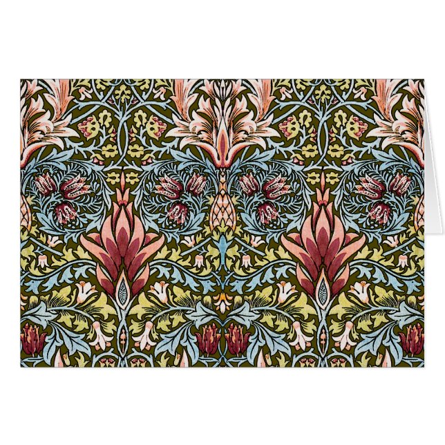 Cartão William Morris Snakeshead Padrão Floral (Frente Horizontal)