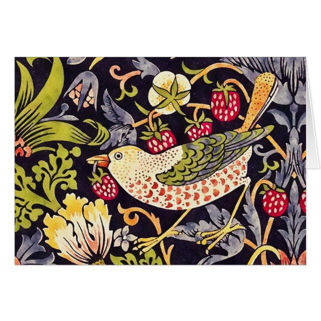 Cartão William Morris Strawberry Thef Floral Art Nouveau (Frente Horizontal)
