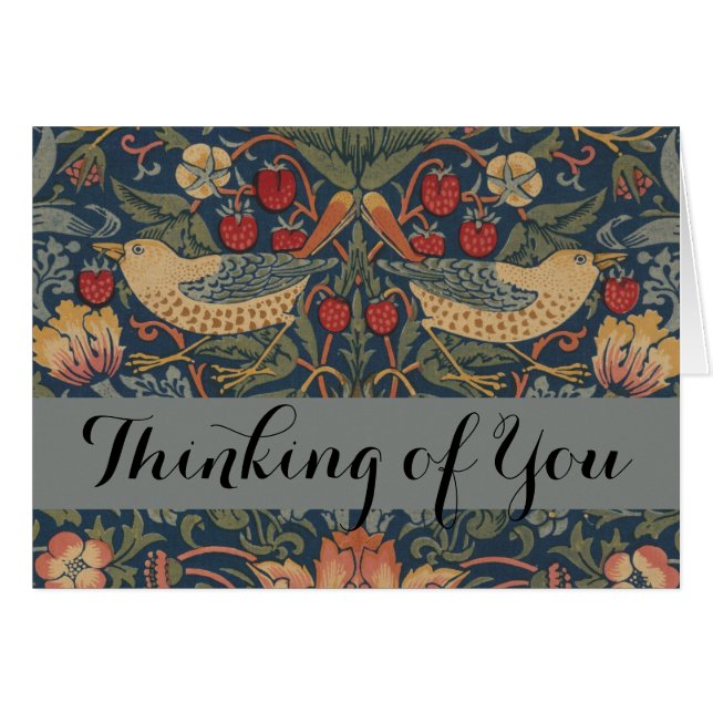 Cartão William Morris Strawberry Theves Birds (Frente Horizontal)