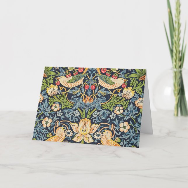 Cartão William Morris Strawberry Thief Floral Pattern (Frente)