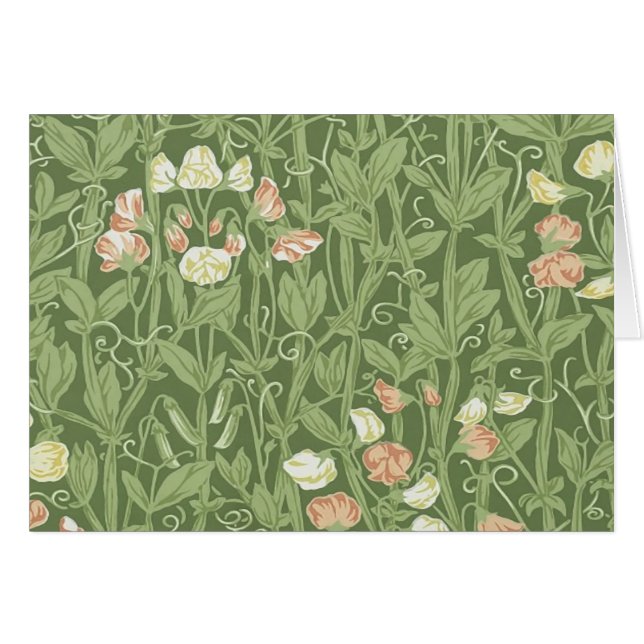 Cartão William Morris Sweet Pea Floral Design (Frente Horizontal)
